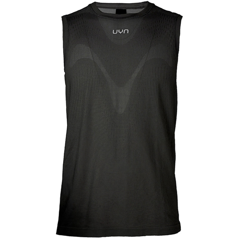 UYN Herrenlaufshirt Running Kymra ärmellos Schwarz, leichtes Running Top mit atmungsaktiver Strickstruktur - machsport