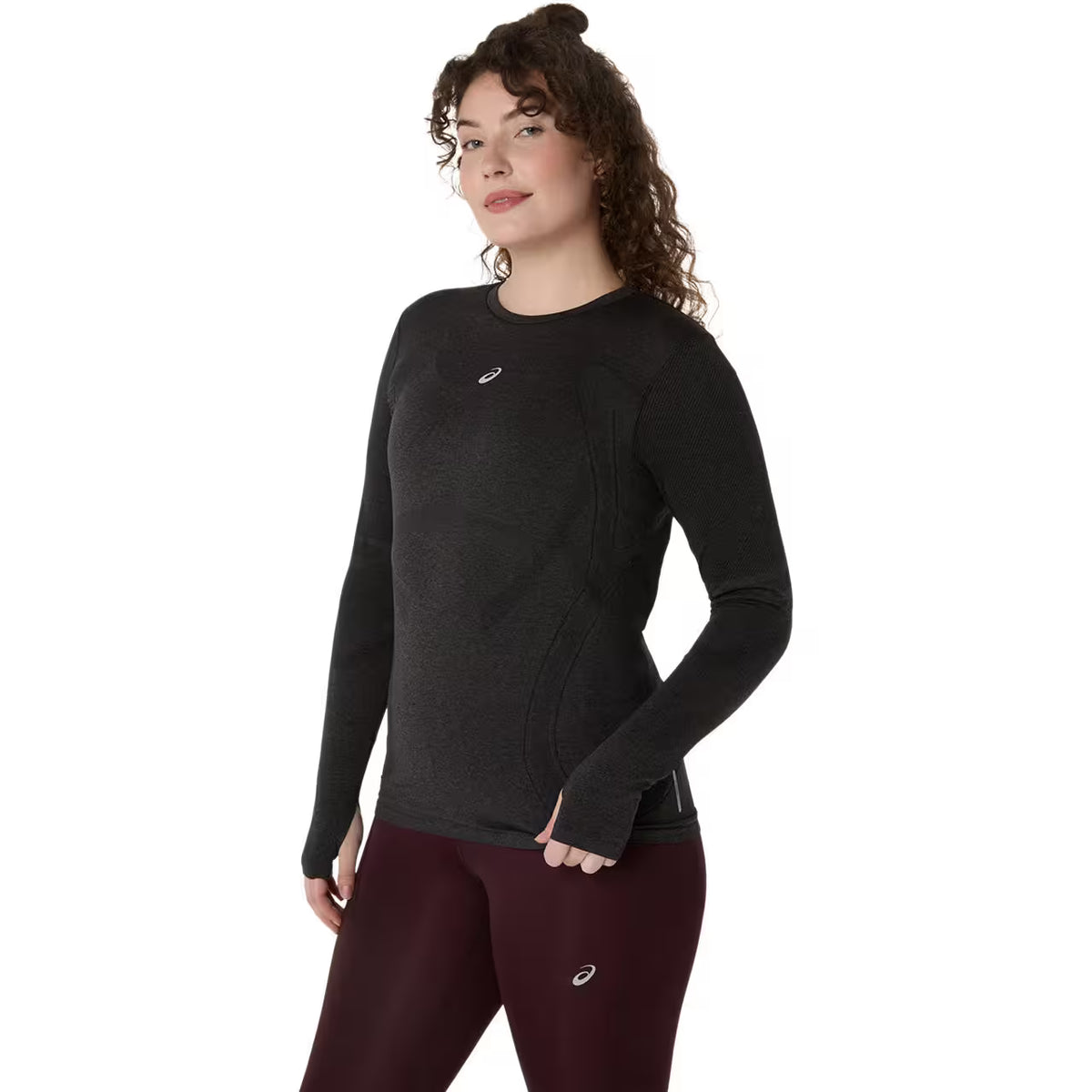 Asics Damenlaufshirt Road Seamless LS Top, Performance Black/Graphite Grey