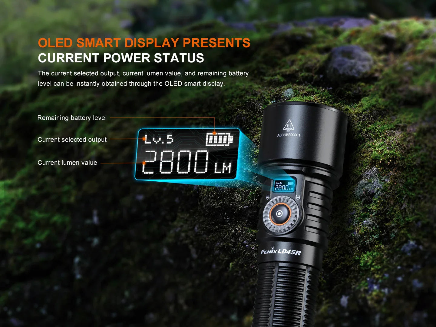 Fenix LD45R digitale Hochleistungs-Taschenlampe mit Fokussteuerung, 2800 Lumen