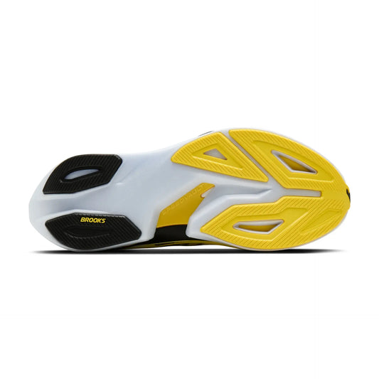 Brooks Herrenlaufschuhe Hyperion Max 4, White/Cyber Yellow/Black – Rückansicht – weiß / 42