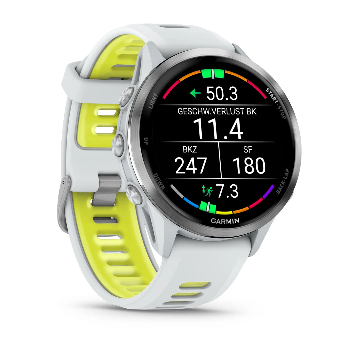 Garmin Forerunner 970 Steinweiss/Titanium Titan mit Silikon-Wechselarmband - machsport