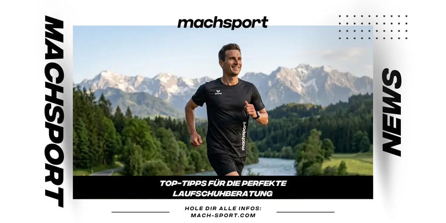 Läufer läuft mit machsport-shirt in den Bergen