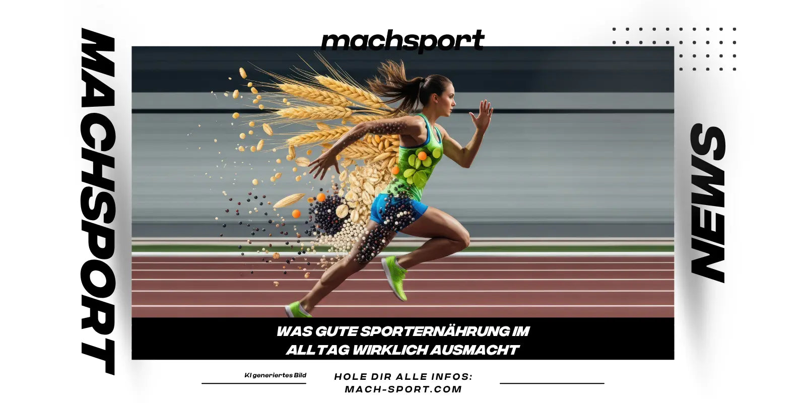 Läuferin läuft auf Laufbahn, Sporternährung im Alltag