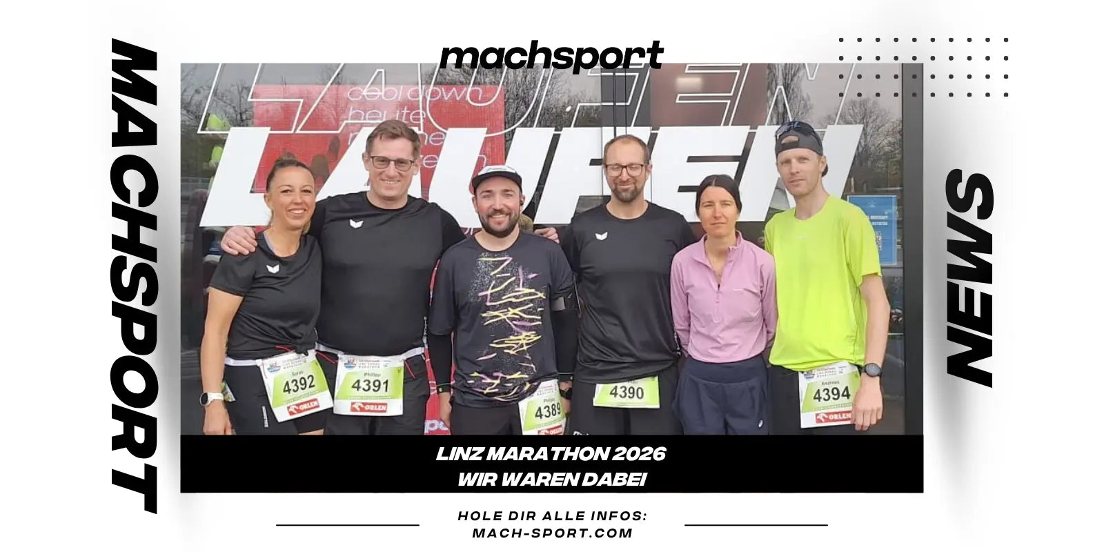 Mitarbeiter:innen von machsport beim Linzer Marathon 2026