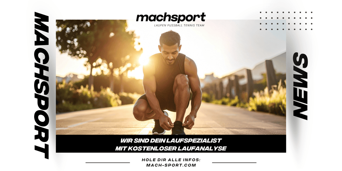 Läufer bindet sich die Laufschuhe auf einer Straße