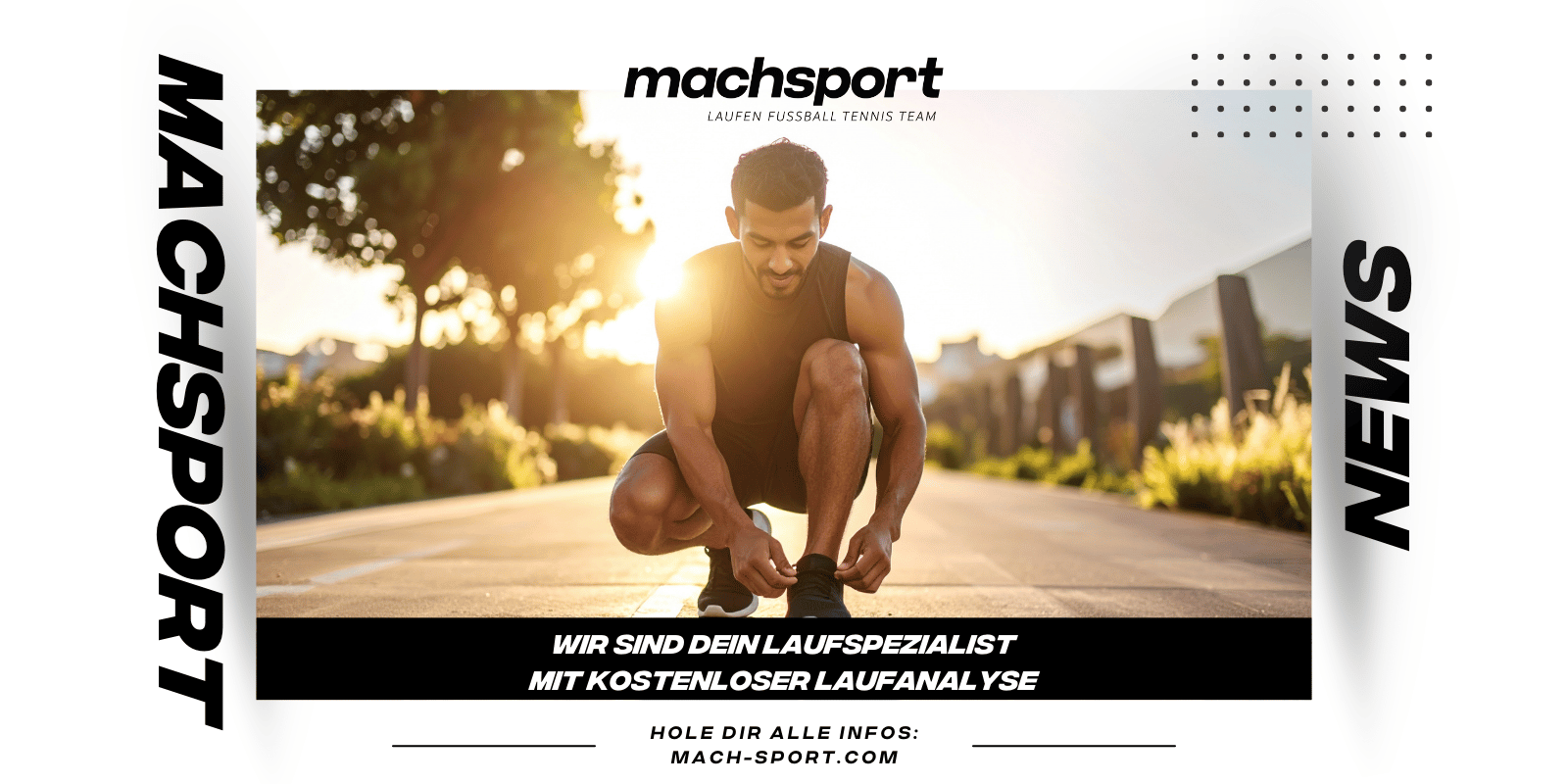 Läufer bindet sich die Laufschuhe auf einer Straße