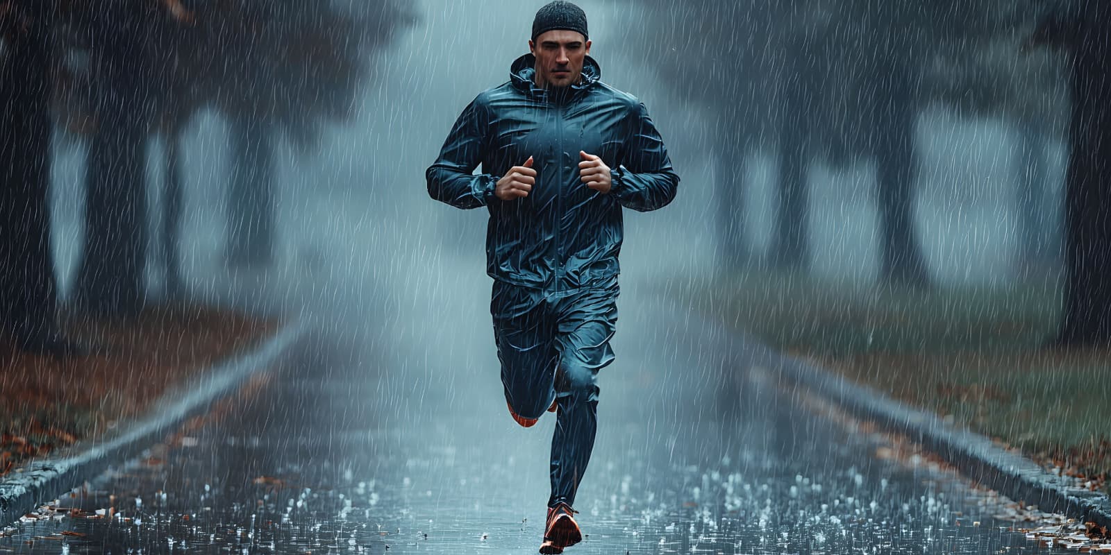 Läufer im Regen