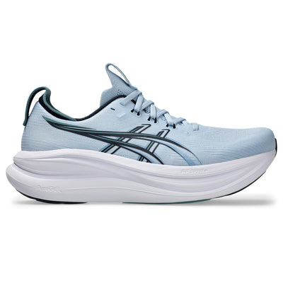 Asics Herrenlaufschuhe Gel-Nimbus 28 Solid Air/Midnight, neutraler Komfort-Laufschuh mit maximaler Dämpfung - machsport
