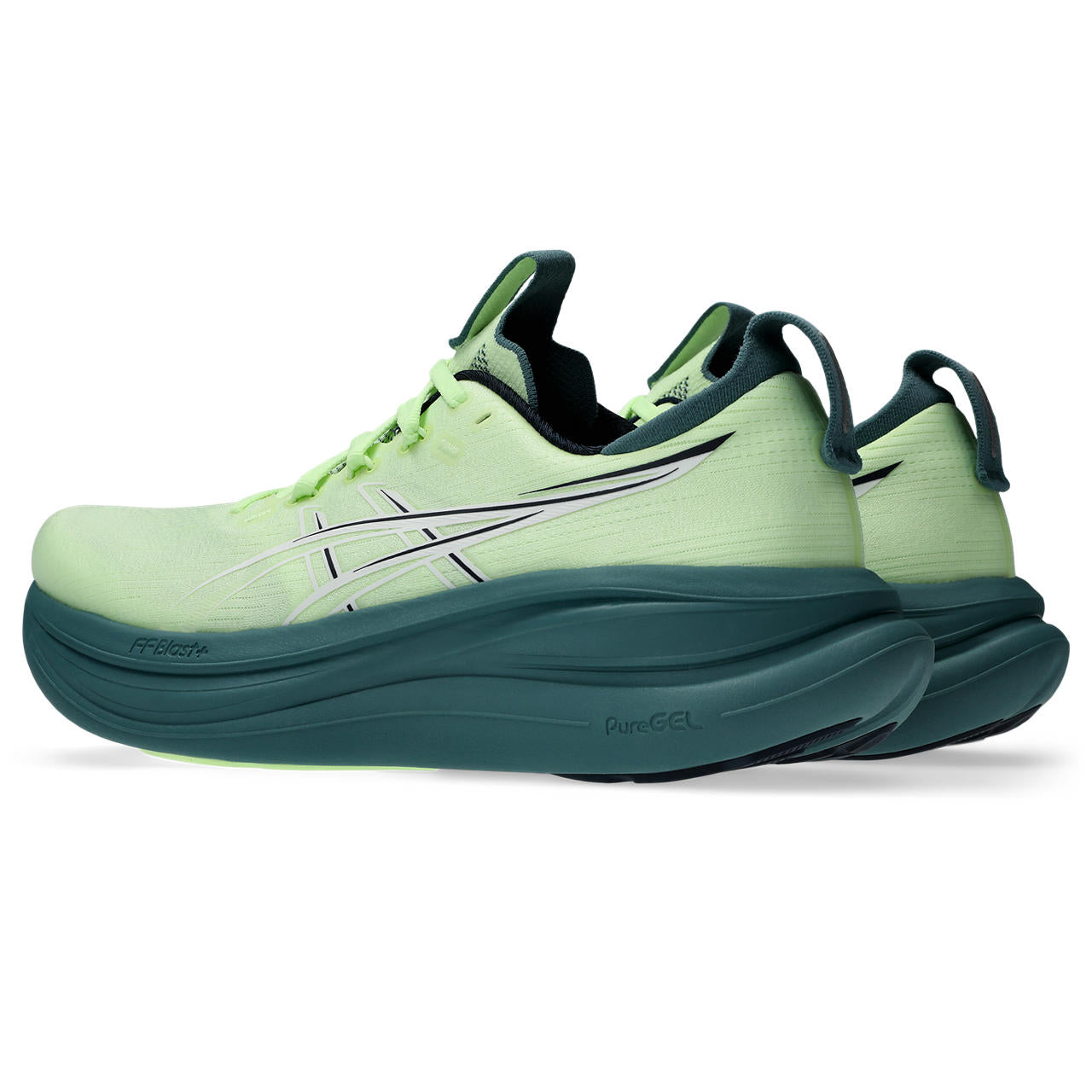 Asics Herrenlaufschuhe GEL-Nimbus 28 Illuminate Yellow/Foggy Teal, neutraler Komfort-Laufschuh mit maximaler Dämpfung - machsport – Bild 