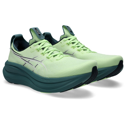 Asics Herrenlaufschuhe GEL-Nimbus 28 Illuminate Yellow/Foggy Teal, neutraler Komfort-Laufschuh mit maximaler Dämpfung - machsport