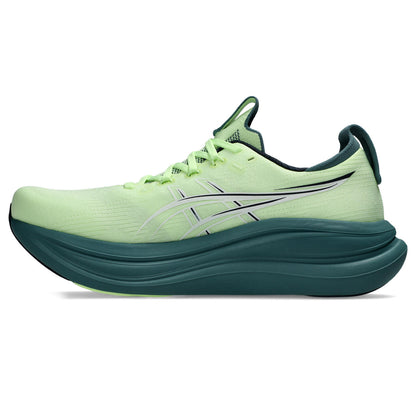 Asics Herrenlaufschuhe GEL-Nimbus 28 Illuminate Yellow/Foggy Teal, neutraler Komfort-Laufschuh mit maximaler Dämpfung - machsport
