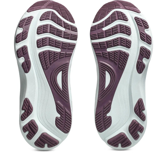 Asics Damenlaufschuhe Gel-Kayano 32, Stabilitätsschuh für Straße mit 4D Guidance System und hoher Dämpfung – Rückansicht – violett / 39