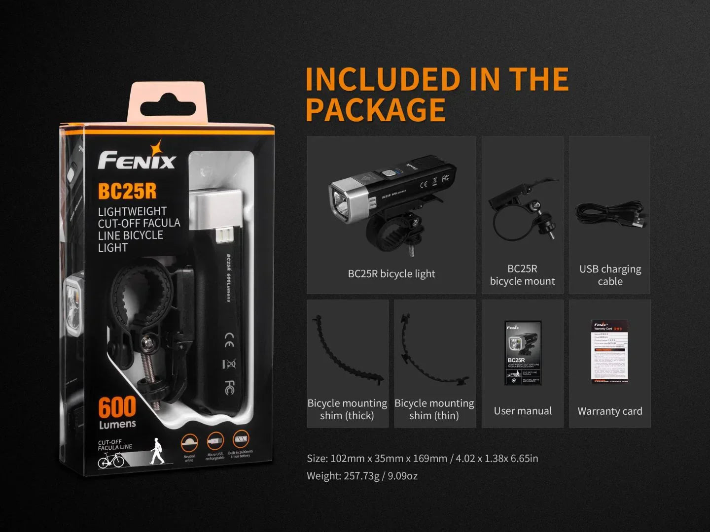 Fenix BC25R mit blendfreier Cut-Off-Lichtlinie, 600 Lumen – Bild 