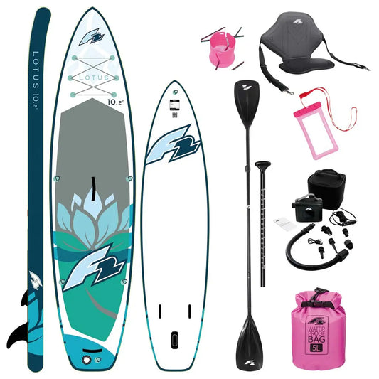 F2 Sup Lotus Multiset Blue 2026 10,8'', aufblasbares SUP Komplettset für sportliche Touren mit Sitz und Akku-Pumpe – blau / ONE SIZE