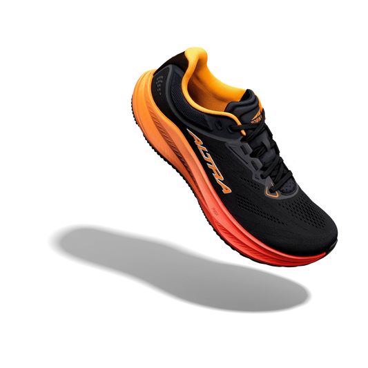 Altra Herrenlaufschuhe Torin 9, Black/Orange Pop/Fiery Coral – Rückansicht – schwarz / 43