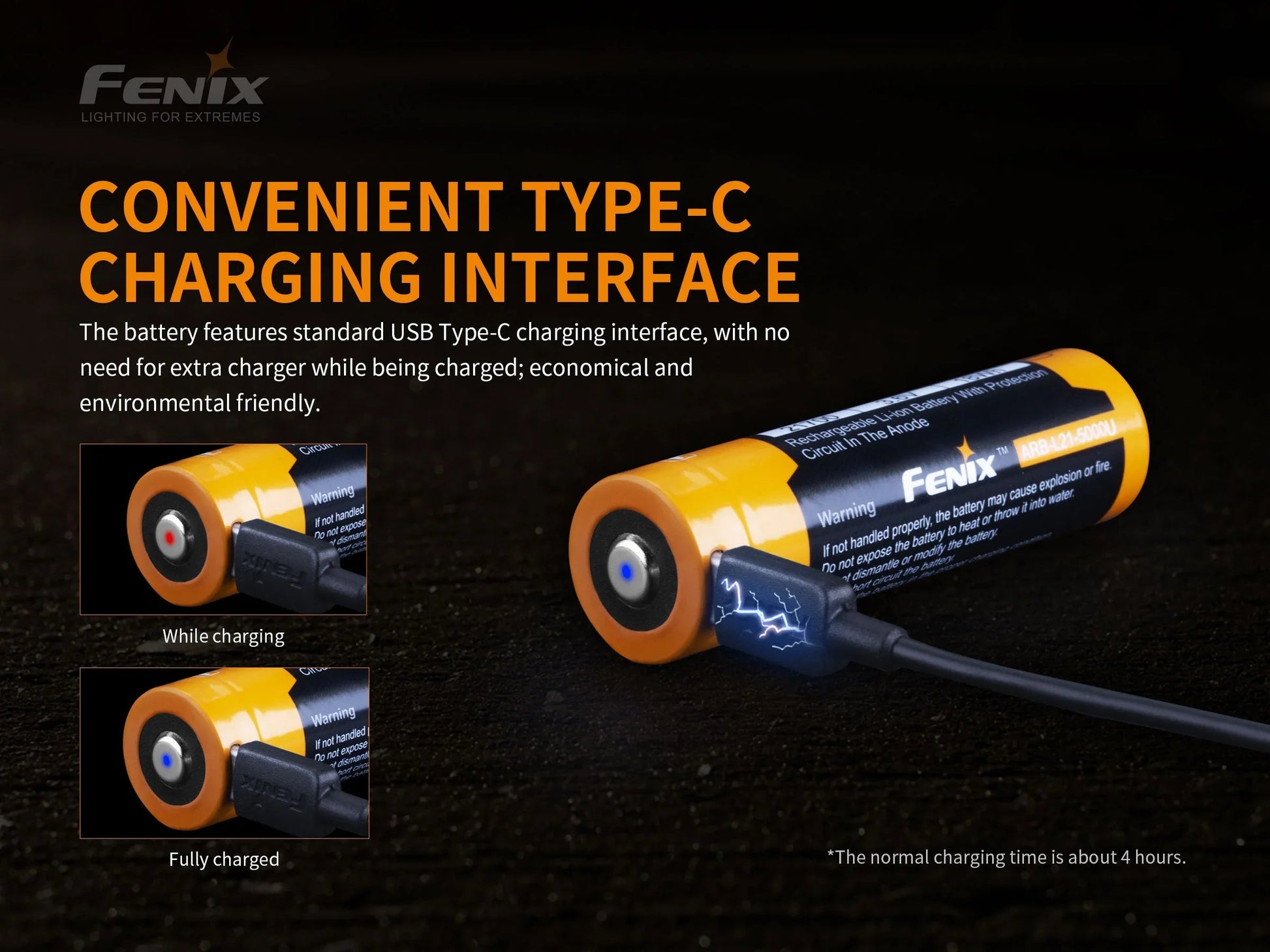 Fenix ARB-L21-5000U – 21700 Li-Ion Akku mit 5000 mAh, inkl. USB C Ladeanschluss – Bild 