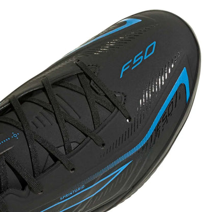 Adidas Hallenfußballschuhe F50 Hyperfast League IN, Core Black / Core Black / Lucid Ray Blue