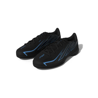 Adidas Hallenfußballschuhe F50 Hyperfast League IN, Core Black / Core Black / Lucid Ray Blue