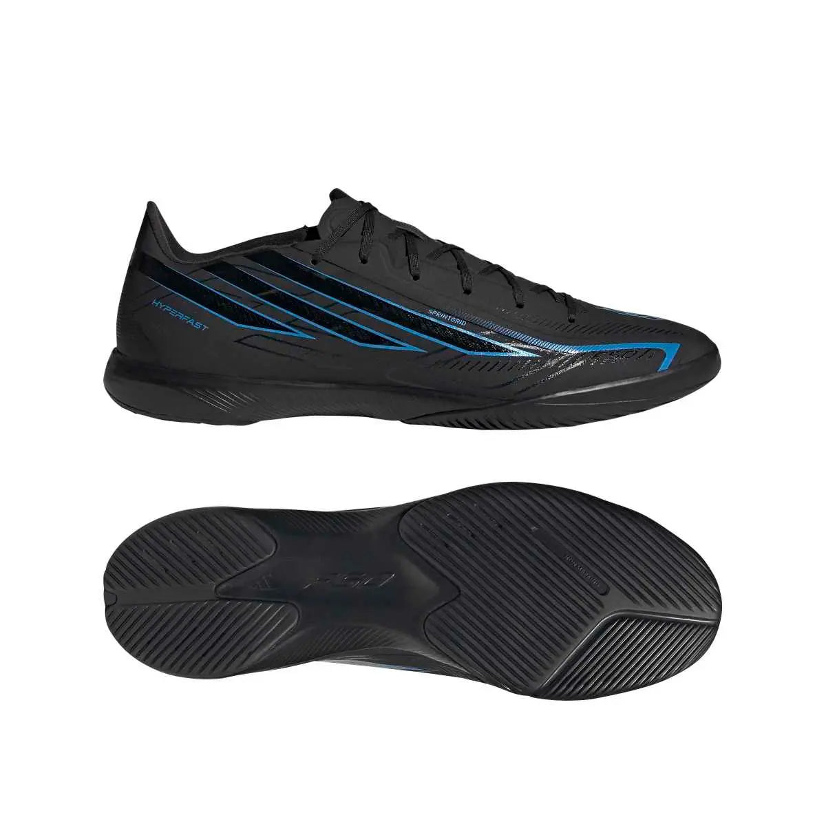Adidas Hallenfußballschuhe F50 Hyperfast League IN, Core Black / Core Black / Lucid Ray Blue