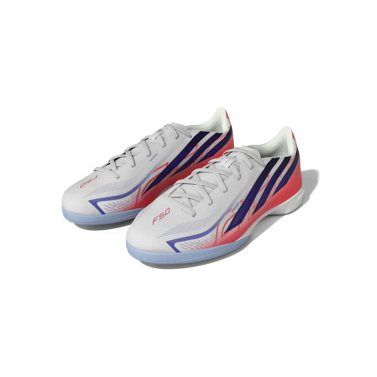Adidas Hallenfußballschuhe F50 Hyperfast League, Cloud White / Solar Purple / Solar Turbo