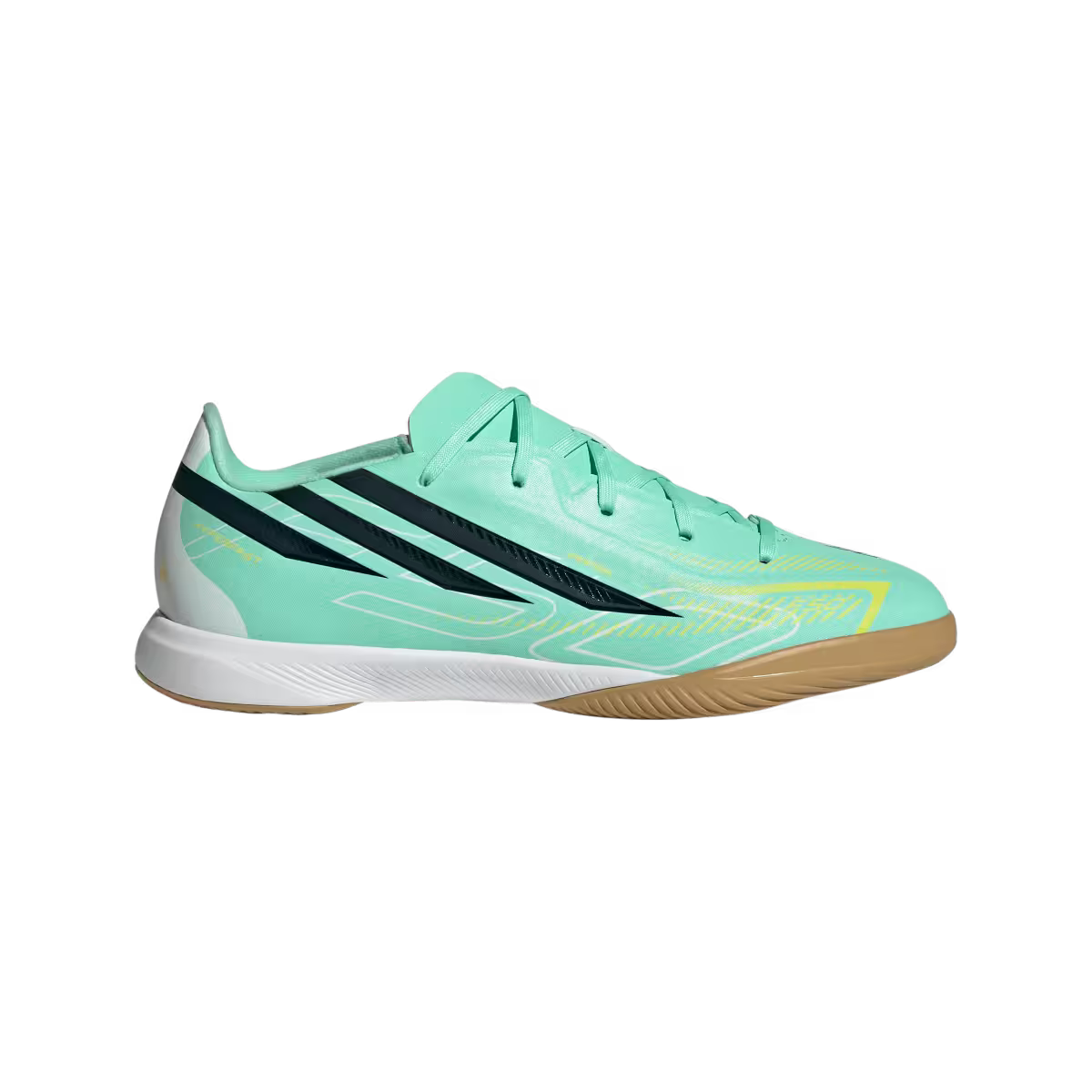 Adidas Kinderhallenfußballschuhe F50 Hyperfast League, Pulse Mint / Night Navy / Solar Lemon – Bild 