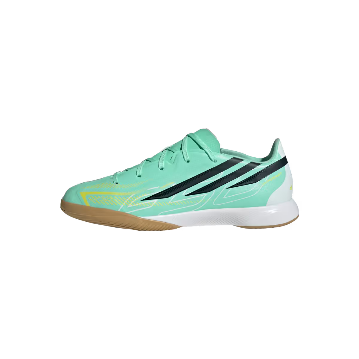 Adidas Kinderhallenfußballschuhe F50 Hyperfast League, Pulse Mint / Night Navy / Solar Lemon – Bild 