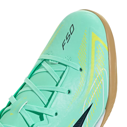 Adidas Kinderhallenfußballschuhe F50 Hyperfast League, Pulse Mint / Night Navy / Solar Lemon