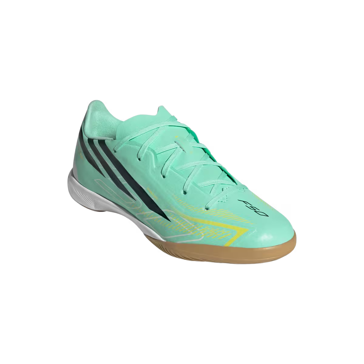 Adidas Kinderhallenfußballschuhe F50 Hyperfast League, Pulse Mint / Night Navy / Solar Lemon