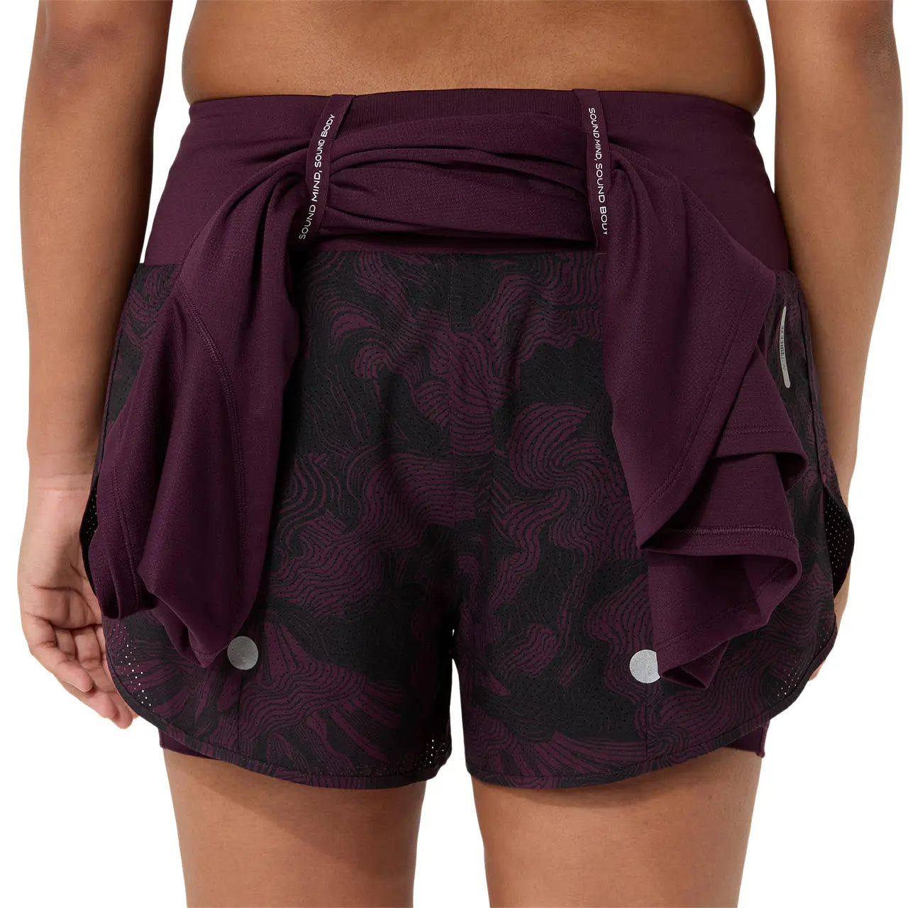 Asics Damenlaufhose Road All Over Print 2-N-1 3.5IN Short, Dark Aubergine – Bild 