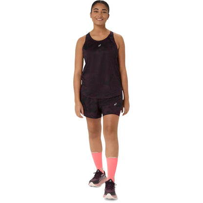 Asics Damenlaufhose Road All Over Print 2-N-1 3.5IN Short, Dark Aubergine