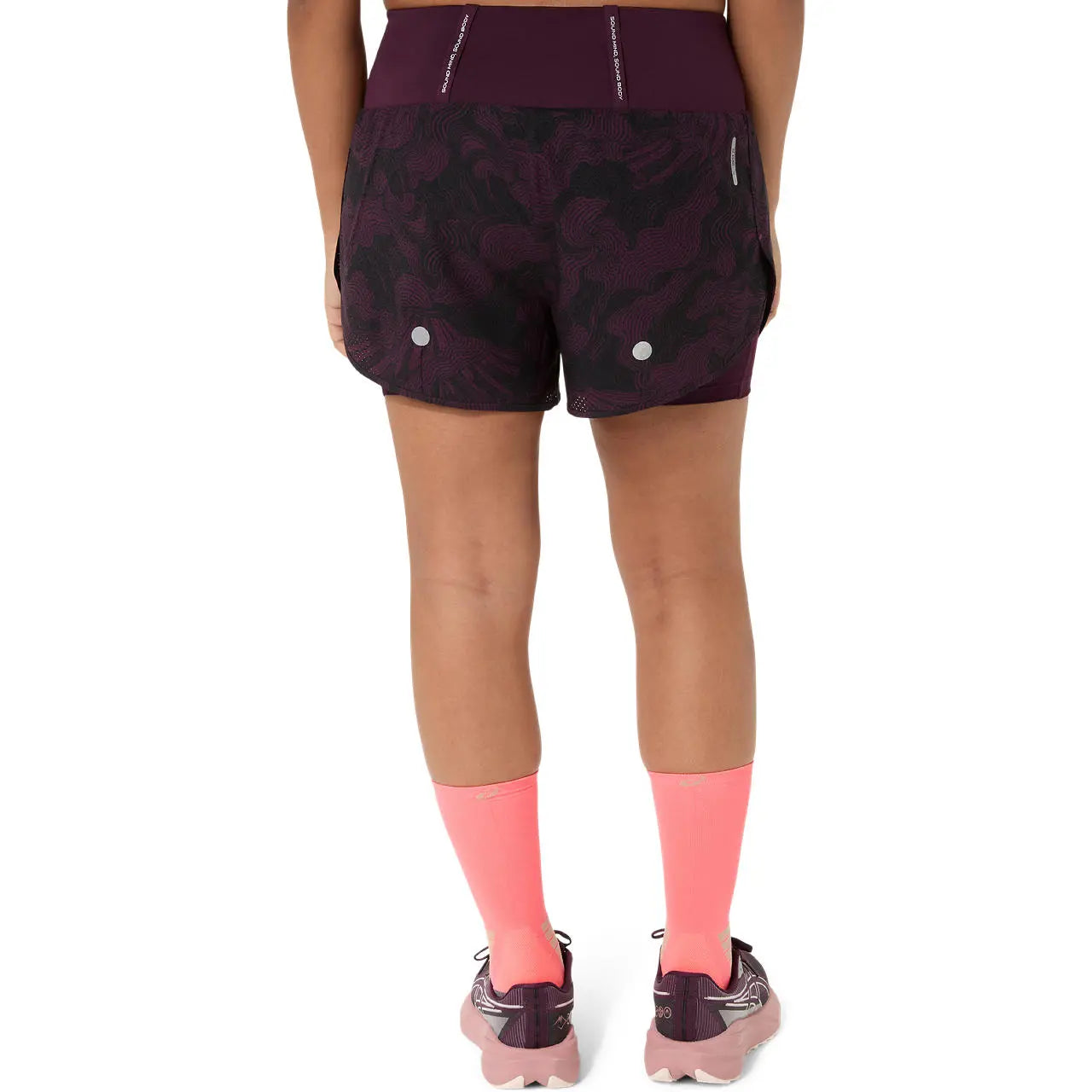 Asics Damenlaufhose Road All Over Print 2-N-1 3.5IN Short, Dark Aubergine