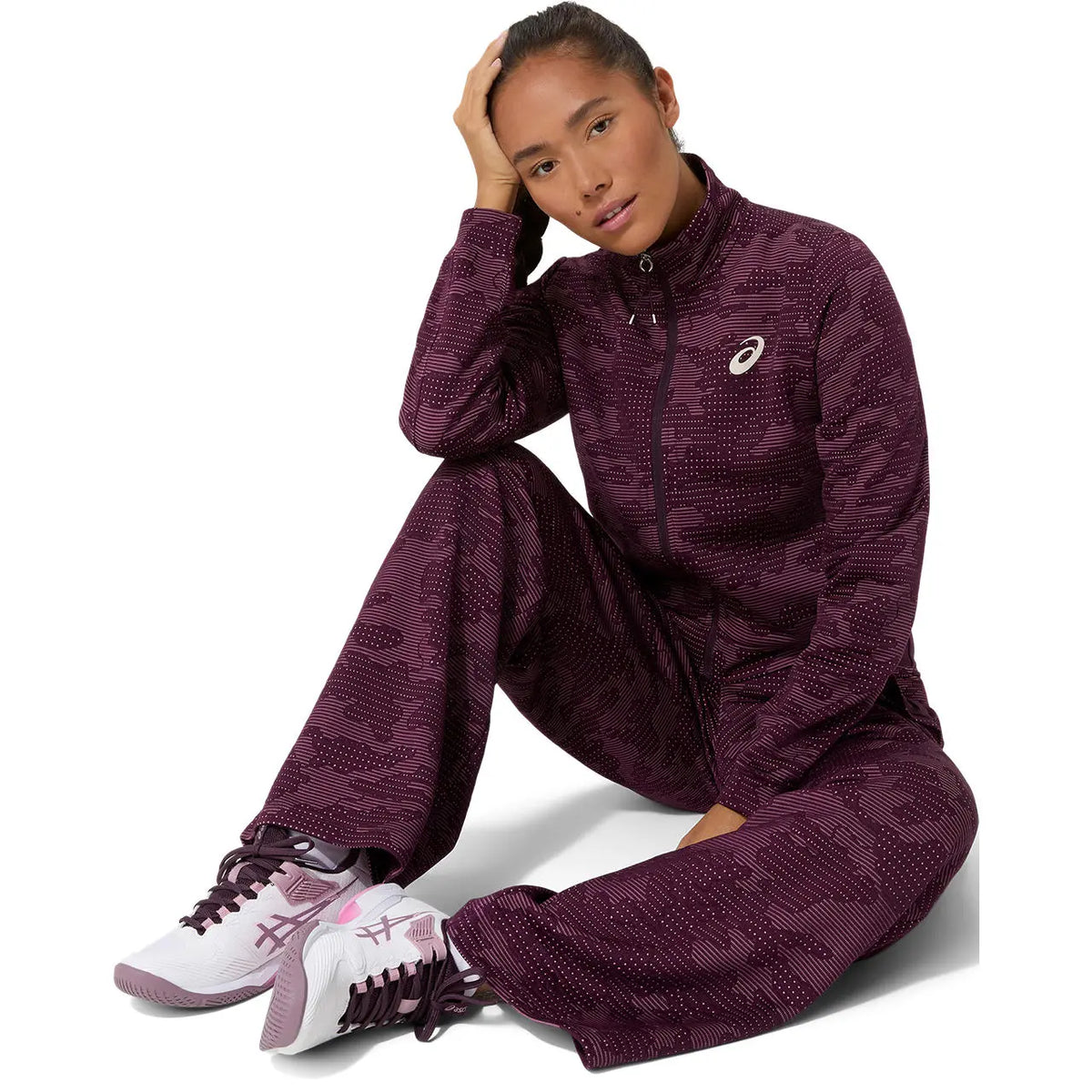 Asics Damenlaufjacke Match Jacket, Dark Aubergine – Bild 