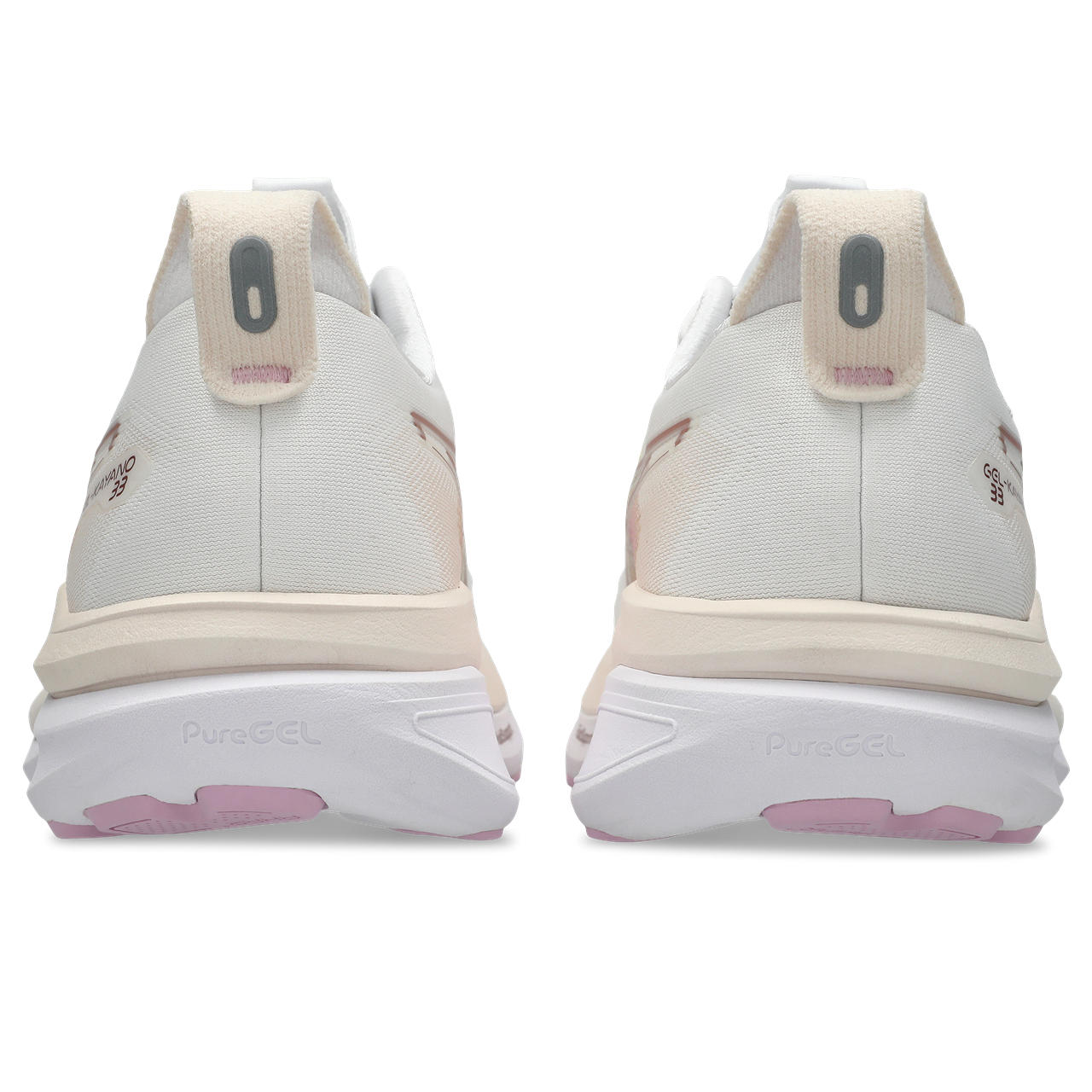 Asics Damenlaufschuhe Gel-Kayano 33, White/Hazy Lilac