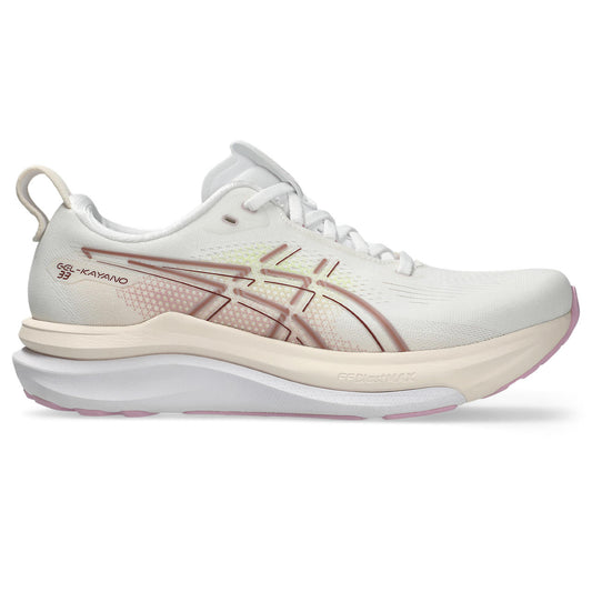 Asics Damenlaufschuhe Gel-Kayano 33, White/Hazy Lilac – Weiss/Orange / 38