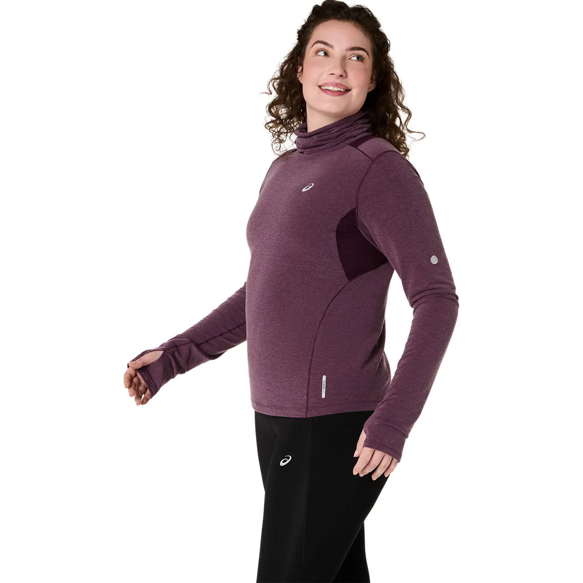 Asics Damenlaufshirt Nagino Run Winter LS Top, Dark Aubergine – Bild 