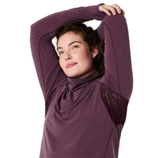 Asics Damenlaufshirt Nagino Run Winter LS Top, Dark Aubergine – Rückansicht – Dark Aubergine / 34