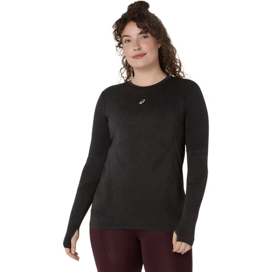 Asics Damenlaufshirt Road Seamless LS Top, Performance Black/Graphite Grey – schwarz / 34