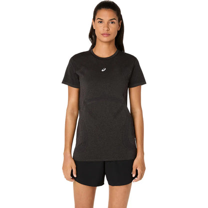 Asics Damenlaufshirt Road Seamless SS Top, Performance Black/Graphite Grey