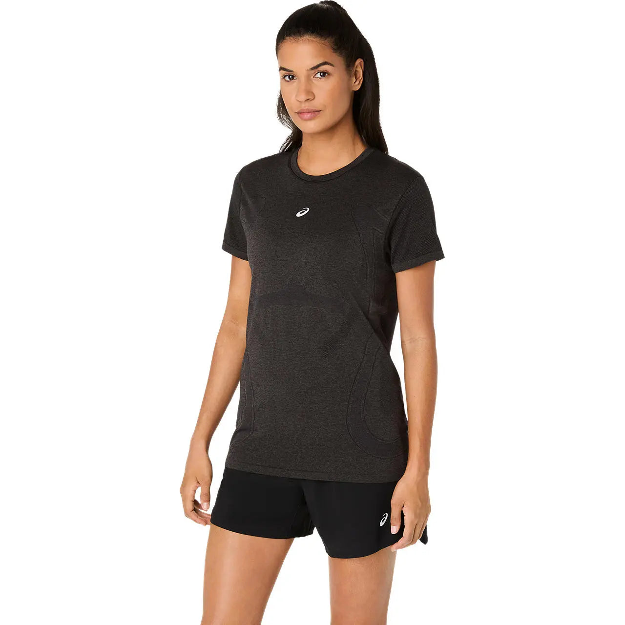 Asics Damenlaufshirt Road Seamless SS Top, Performance Black/Graphite Grey