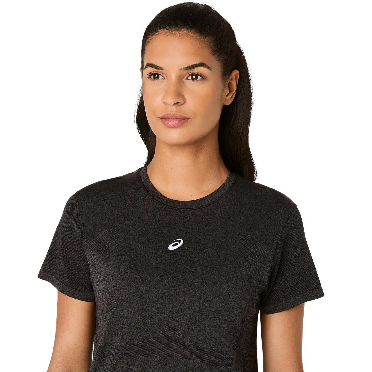 Asics Damenlaufshirt Road Seamless SS Top, Performance Black/Graphite Grey – Bild 