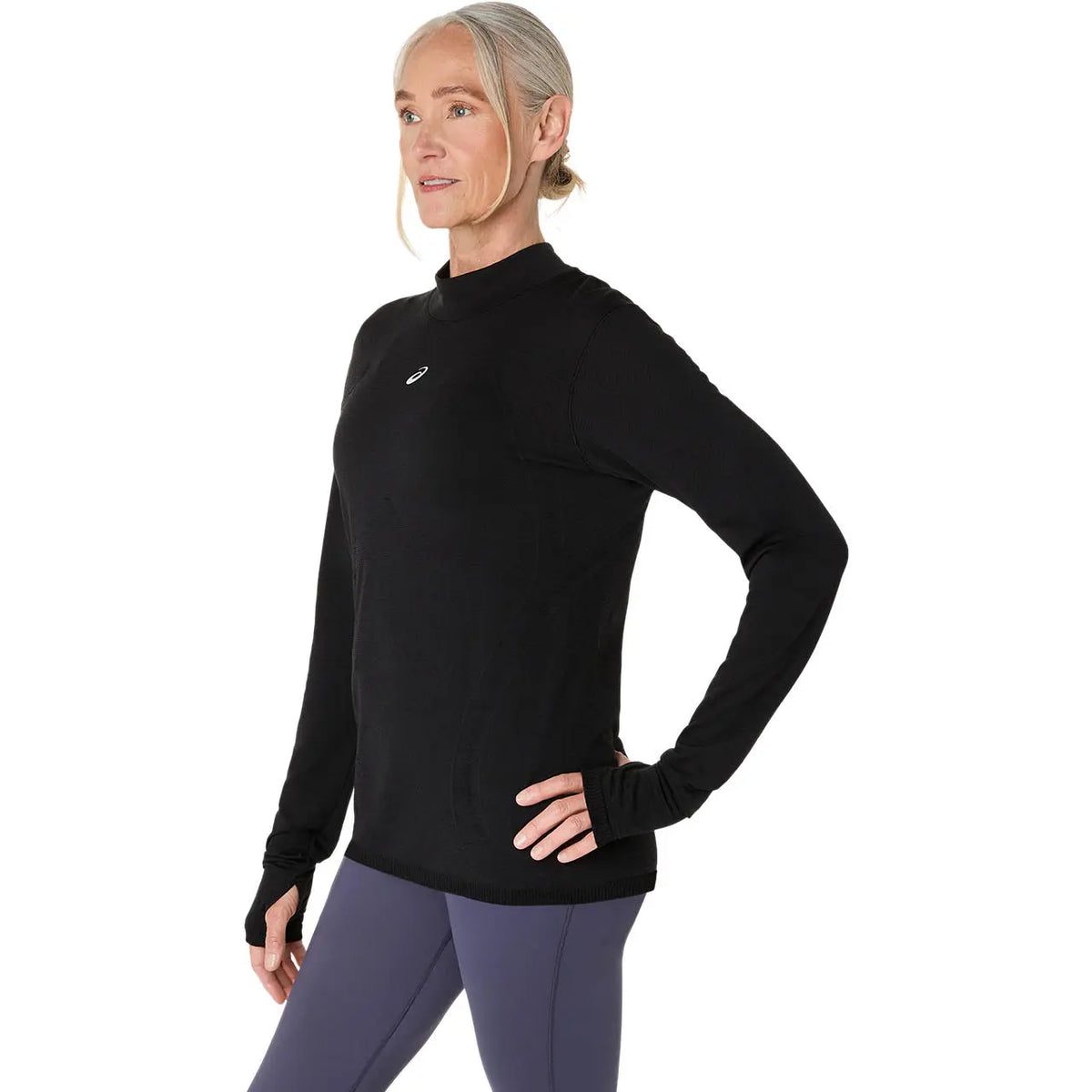 Asics Damenlaufshirt Road Winter Seamless LS Top, Performance Black – Bild 