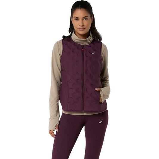 Asics Damenlaufweste Nagino Run Padded Gilet, Dark Aubergine – Dark Aubergine / 34