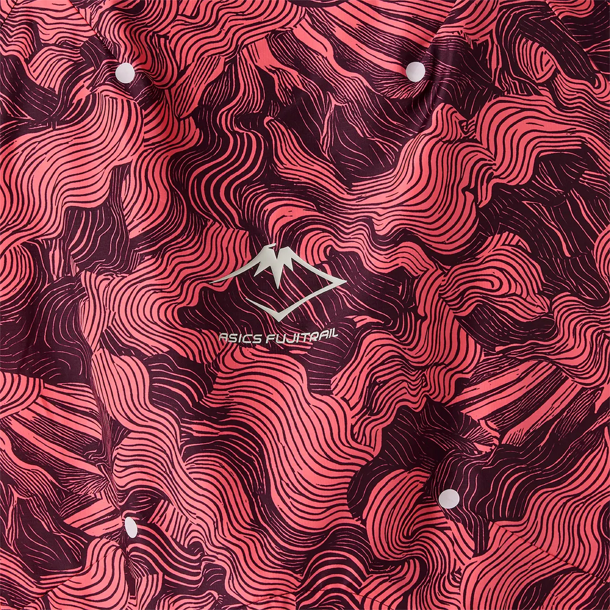 Asics Herrenlaufjacke Fujitrail Packable Jacket, Blazing Coral/Dark Aubergine