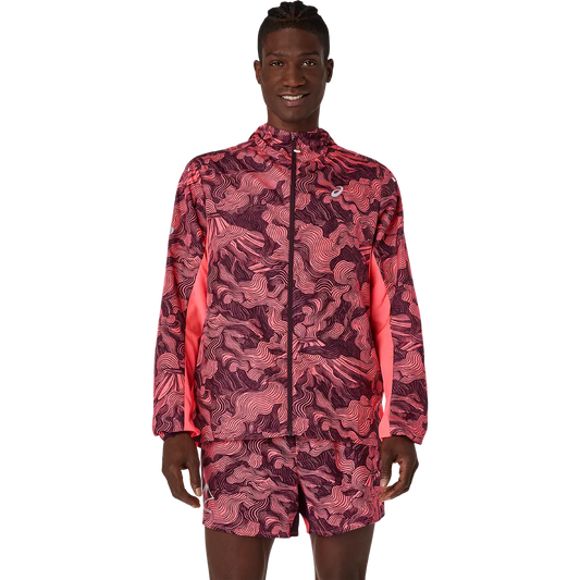 Asics Herrenlaufjacke Fujitrail Packable Jacket, Blazing Coral/Dark Aubergine – Coral / S