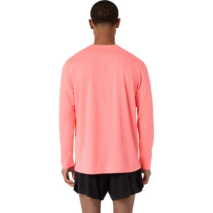 Asics Herrenlaufschirt Fujitrail Logo LS Top, Sun Coral