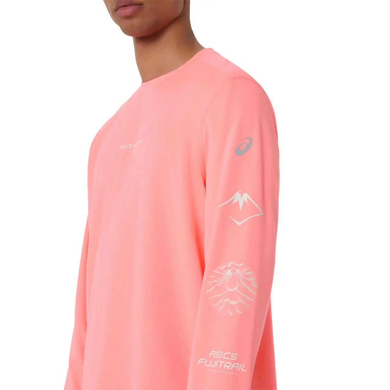 Asics Herrenlaufschirt Fujitrail Logo LS Top, Sun Coral