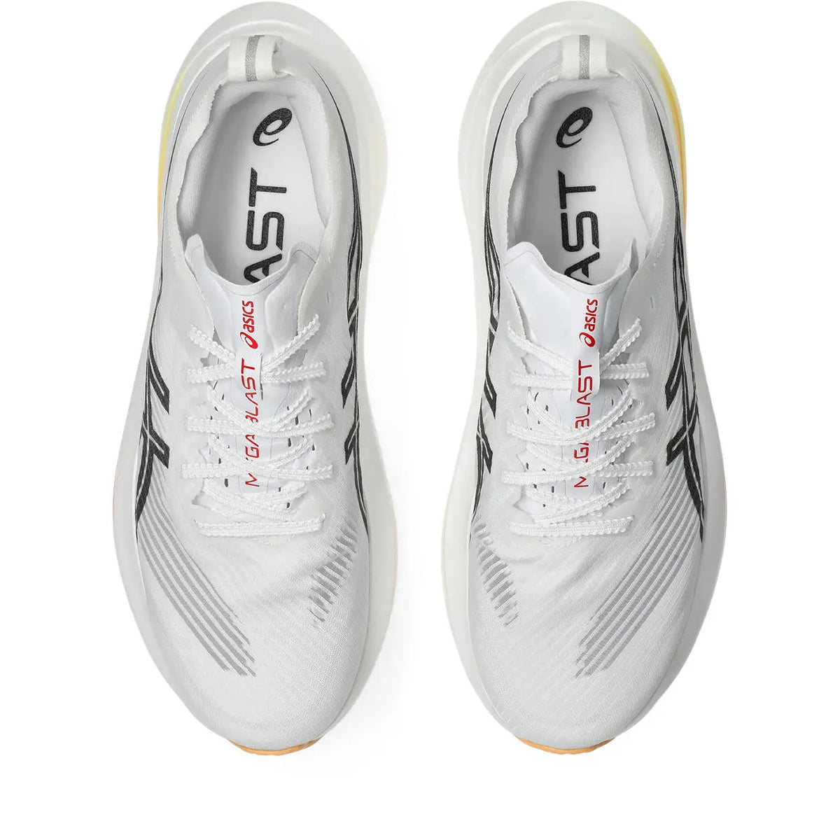 Asics Herrenlaufschuhe Megablast, White/Orange Glow – Bild 