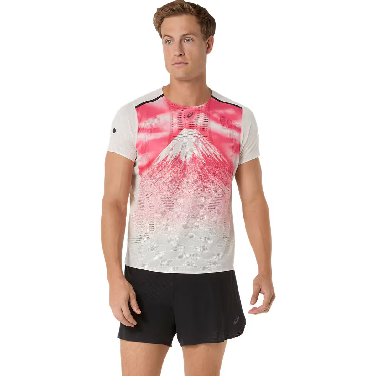 Asics Herrenlaufshirt Fujitrail Elite Grahpic SS Top, weiß – Bild 