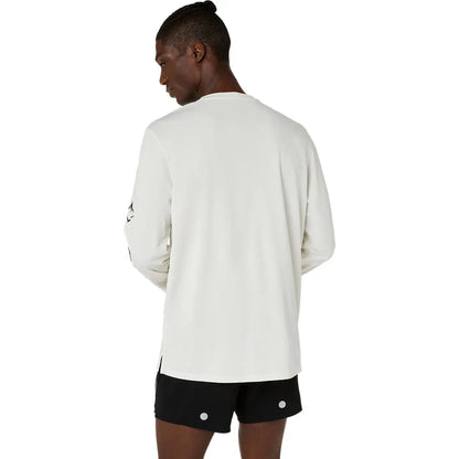 Asics Herrenlaufshirt Fujitrail Logo LS Top, Cream