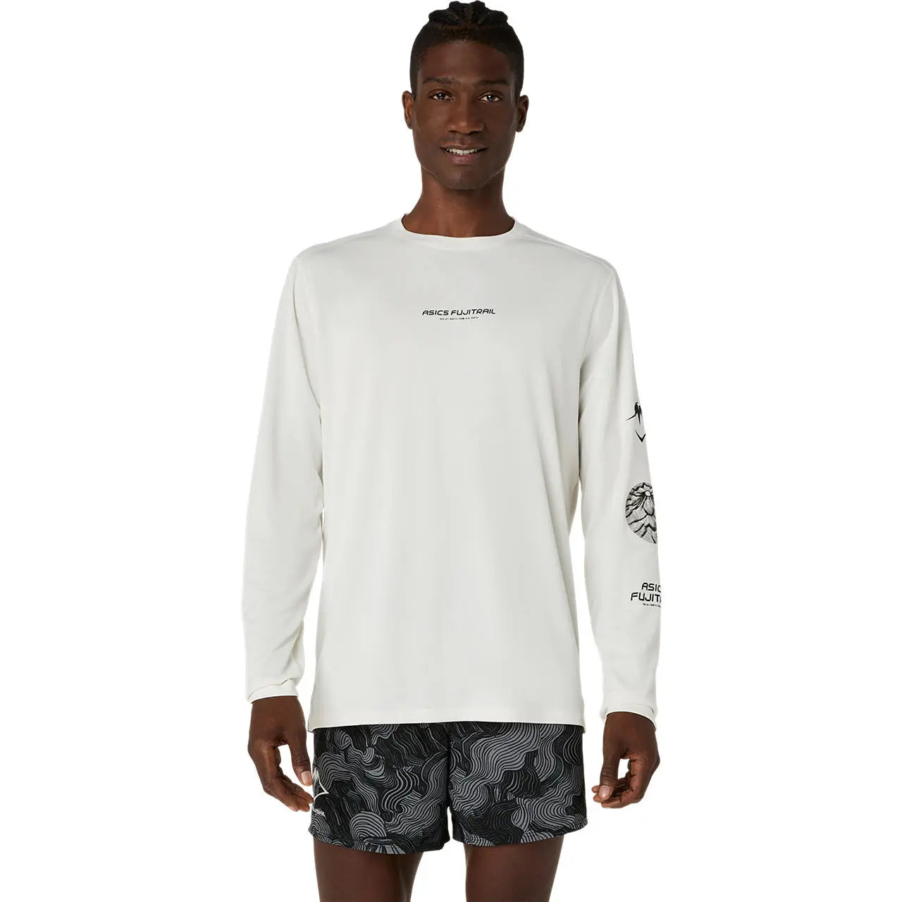 Asics Herrenlaufshirt Fujitrail Logo LS Top, Cream – Bild 